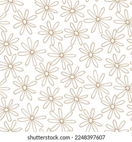 Seamless pattern with doodle daisy flower field. Simple design for surface and textile 
