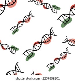 Seamless pattern Doodle dna molecule hand drawn