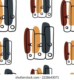  Seamless pattern Doodle documents, folders, work at home