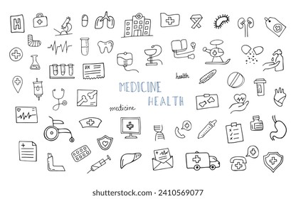 seamless pattern. doodle drawings. medical equipment. first aid items. Doodle. seamless. pattern. drawing. on a white background. beautiful background. vector.