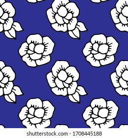 seamless pattern with doodle elements, stylized roses in monochrome colors, wallpaper and fabric ornament, wrapping paper