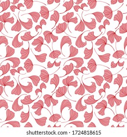 seamless pattern, doodle elements, stylized plants with curls, ornament for wallpaper and fabric, wrapping paper, background for design