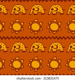 Seamless pattern with doodle elephant for kids design