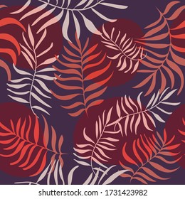 Nahtloses Muster mit doodle Exotic tropischen Dschungel Regenwald Rahmen. Grüne Palmenblätter mit Papagei-Monstera Blätter Blumen. Isoliertes Element. Vector Design Illustration. Handzeichnung