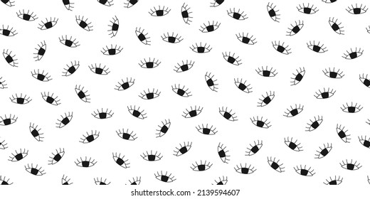 Seamless pattern with doodle eyes. Hand drawn eyes print for clothes, linens, wallpapers or wrapping paper. Sketch background. Flat vector template
