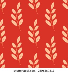 Seamless pattern doodle of falling Autumn leaves on isolated background. Hand drawn background for Autumn harvest holiday, Thanksgiving, Halloween, seasonal, textile, scrapbooking, paper crafts.