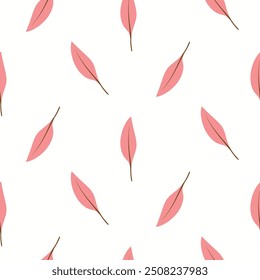 Seamless pattern doodle of falling Autumn leaves on isolated background. Hand drawn design for Autumn harvest holiday, Thanksgiving, Halloween, seasonal, textile, scrapbooking, paper crafts.