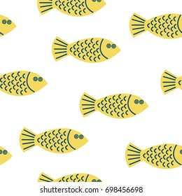 Seamless pattern doodle fishes