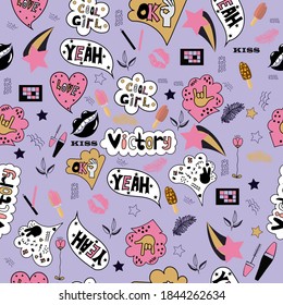 A seamless pattern in a doodle flat style for stationery, accessories, apparel, postcards, brochures, websites, online shops, textiles 