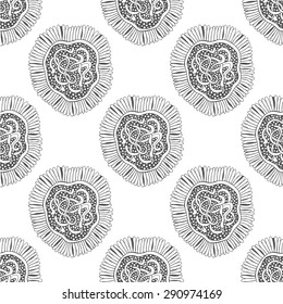 Seamless pattern with doodle flowers.