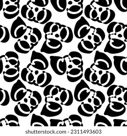 Seamless pattern with doodle flowers. Floral squiggle. Modern black and white print. Fun abstract scribble background. Vector illustration for textile, fabric, packaging