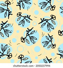 Patrón sin foco de flores de doodle en puntos multicolores. Vector. Para diseño digital y tipográfico, tela y papel. Diseño de Scrapbooking, papel de pared, tarjetas de felicitación, embalaje, accesorios.