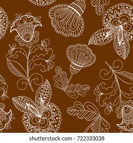 seamless pattern with Doodle flowers, print on paper, fabric