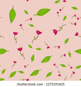 Seamless pattern from doodle flowers. Vector illustration on color background.