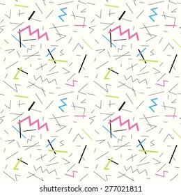 Seamless pattern with doodle geometric shapes in 90s style 1