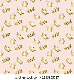 seamless pattern with doodle golden crowns