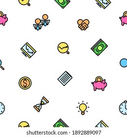 Seamless Pattern Doodle Hand Drawn Business Vector Design Style Background  Money Chart Team People Illustration Cartoon Icons