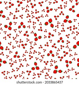 Seamless pattern with doodle hand drawn strawberries. Vector illustration. EPS 10