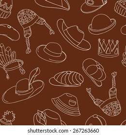 Seamless pattern with doodle hats