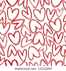 Seamless pattern with doodle hearts