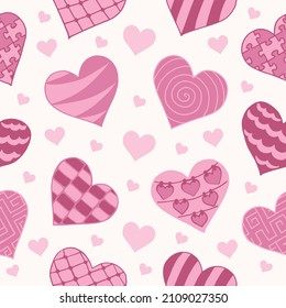 Seamless pattern with doodle hearts