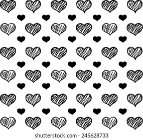 seamless pattern with doodle hearts 