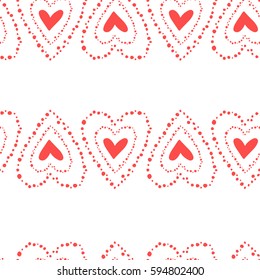 Seamless pattern with doodle hearts. Romantic concept seamless pattern.