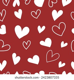 nahtloses Muster mit Doodle-Herzen, Valentinstag