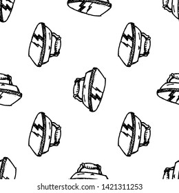 Seamless pattern doodle iron icon. Hand drawn black sketch. Sign symbol. Decoration element.  Isolated on the white background. Flat design. Vector illustration.