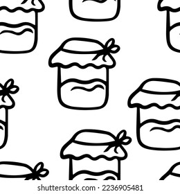 Seamless pattern Doodle jam. Jar of Grandma is Jam.