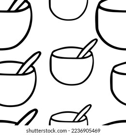 Seamless pattern Doodle kitchen bowl