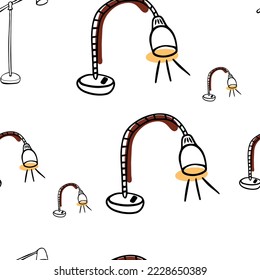 Seamless pattern Doodle lamp for work 