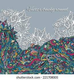 Seamless pattern doodle leaf