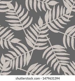 Seamless pattern with doodle leaves. Botanical element background. Colorful decorative texture for wallpaper, web, textile, stationery