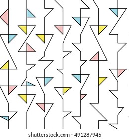 Seamless pattern with doodle lines in retro modern style