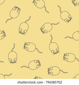 Seamless pattern with doodle mice