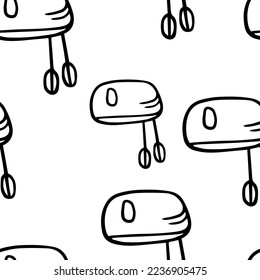 Seamless pattern Doodle mixer. Kitchen pastry tool