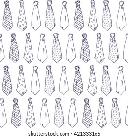 Seamless pattern with doodle neckties. Vector illustration