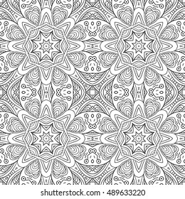 Seamless pattern doodle ornament. Coloring background. Ethnic Zentangl