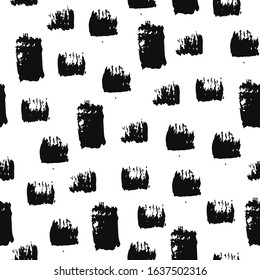 Seamless pattern with doodle paint memphis. Abstract brush texture with strips. 90s style. Retro print for banner, poster, card, wallpaper. Vector Illustration