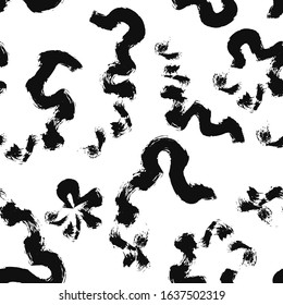Seamless pattern with doodle paint memphis. Abstract brush texture with strips and 
zigzag. 90s, 80s style. Retro print for banner, poster, card, wallpaper. Vector Illustration