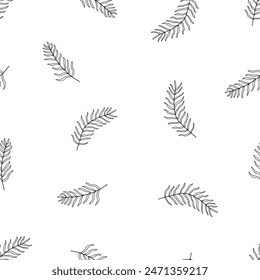 Seamless pattern doodle palm leaf. Vector illustration tropical plants background.