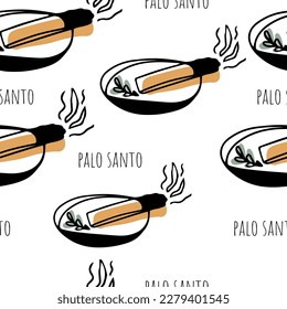 Seamless pattern Doodle palo santo, meditation, self care