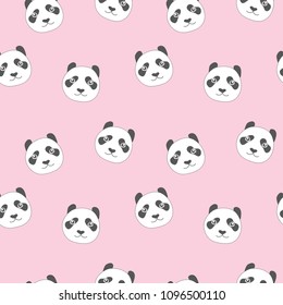 Seamless pattern with doodle panda