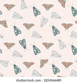 Seamless pattern with doodle pastel moles. Random isolated print with light background. Decorative backdrop for wallpaper, textile, wrapping paper, fabric print. Vector illustration.