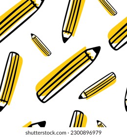 Seamless pattern Doodle pencil. Back to school. Paint. Artists tool