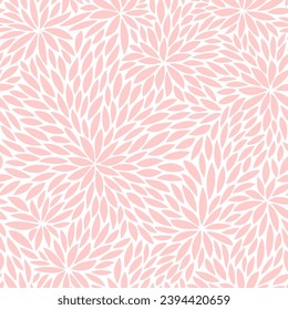 Seamless pattern with doodle pink leaves. Repeat texture with abstract cartoon plant. Simple floral background. Wallpaper, textile design template. Vector illustration