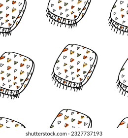 Seamless pattern Doodle plaid. Autumn evening. Get warm