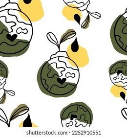 Seamless pattern 
Doodle planet earth, ecology