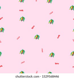 Seamless pattern of doodle red, green and yellow chili for wallpaper, paper business, fabric work, food issue.  Vector design.
